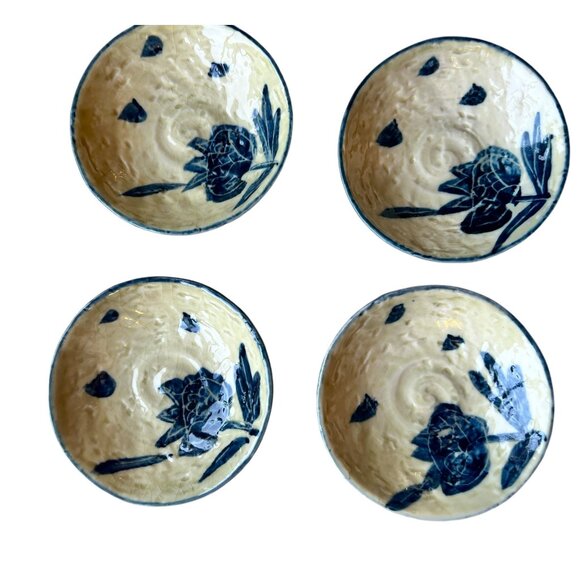 Olive Bowls Pomegranate Motif Set of 4 Ceramic Glazed Tapas Serving - Picture 1 of 5